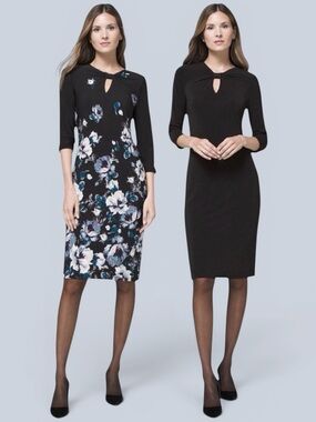 White House Black Market Reversible Twist Detail Floral Sheath Midi Dress Size S
